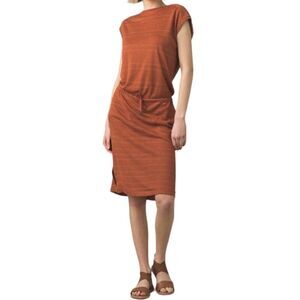 PRANA Caris Cozy Up Cedar Heather Stripe Pocket Dress L